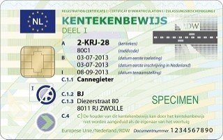 Kentekencard RDW kenteken