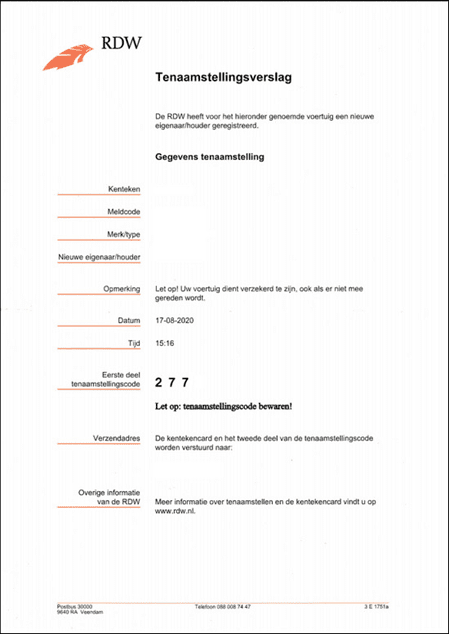 tenaamstellingscode